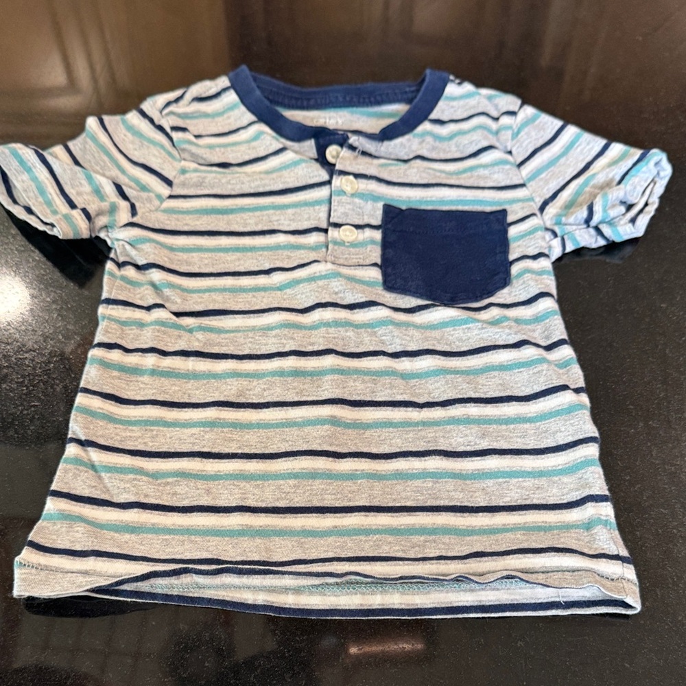 Striped Kids Henley Shirt - 2t carters